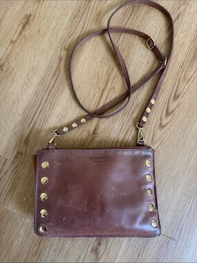 Hammitt Brown Leather Crossbody with Gold Stud Accents